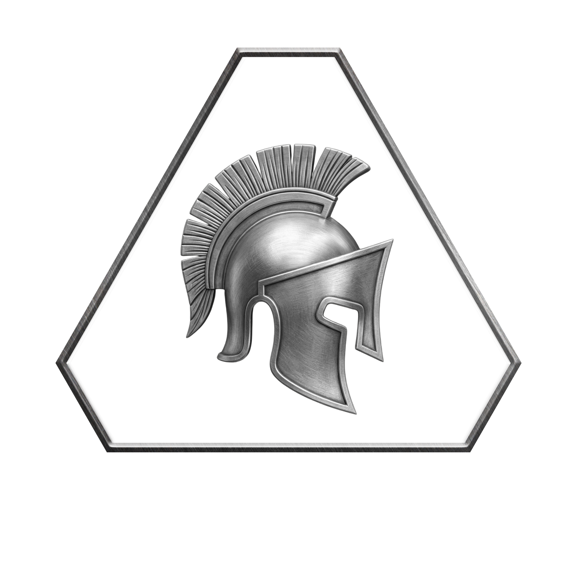 Silver Roman figure in a geometric frame